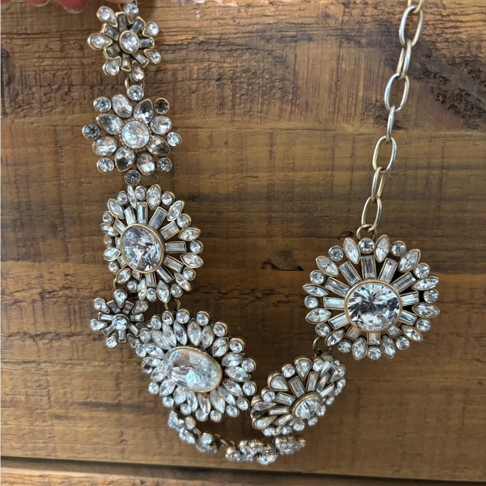 J. Crew Factory Gold and Silver Crystal Necklace